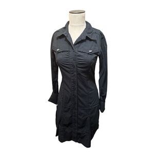Hooch Womens Black Cotton Stretch Button Up Above Knee Goth Emo Dress Size S